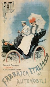 Plakat som annonserer en tidlig FIAT-bil, 1899